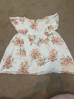 a.n.a White Floral Peplum Top